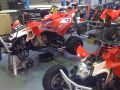 Luke's Polaris Outlaw 450's in the workshop being prepared for the MX season